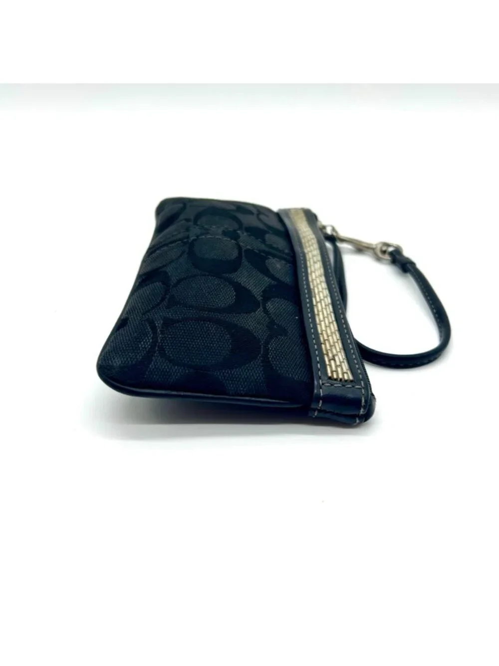 Coach Black Signature Canvas Small Wristlet Wallet
